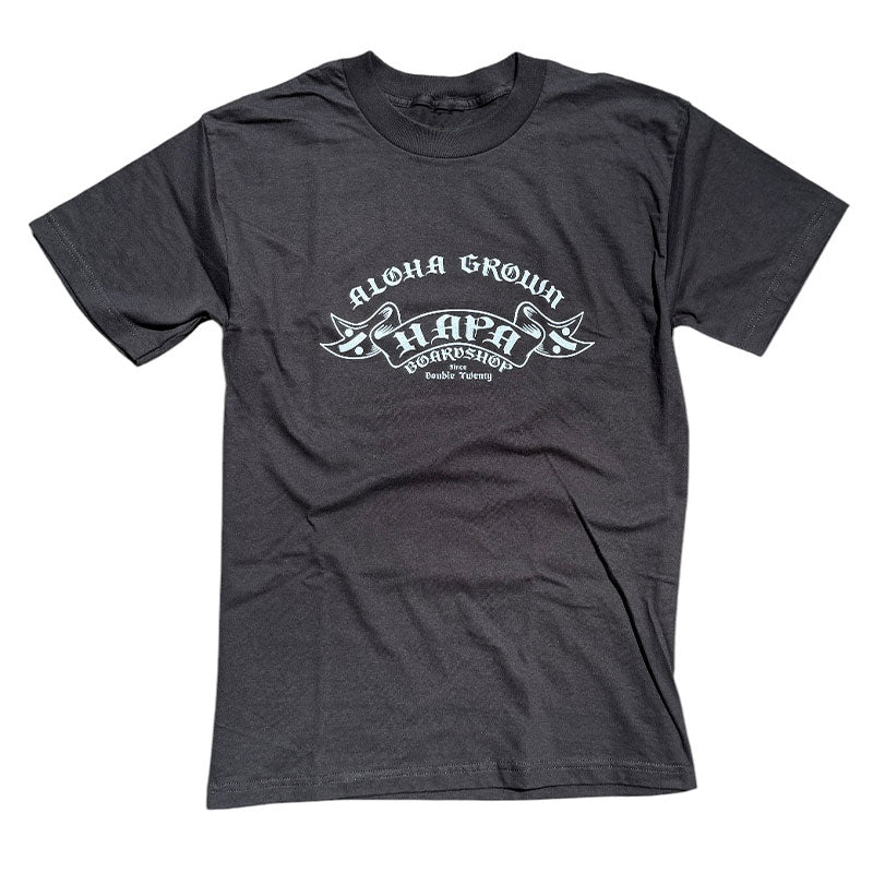 aloha grown hapa tee shirt hawaii grey on black