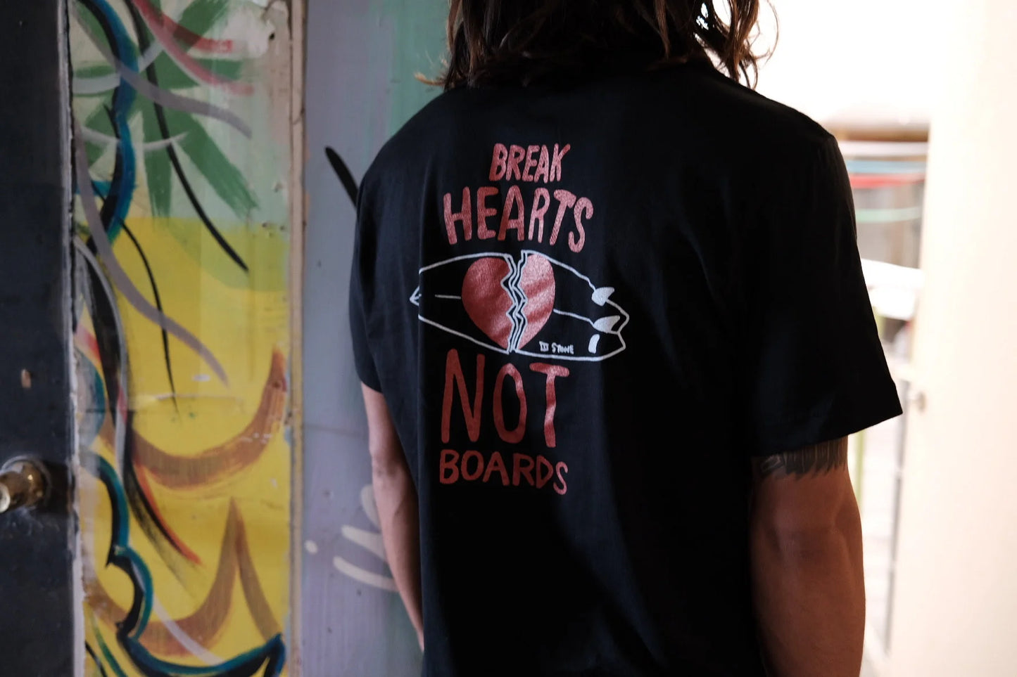 Break Hearts Not Boards Tee by Drew Toonz