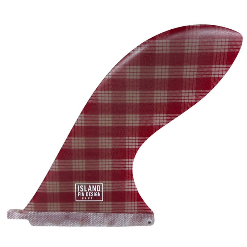 red palaka pau hana single fin longboard